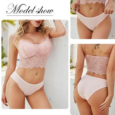 Women Cotton Panties 3Pcs Soft Striped Underpants Lingerie