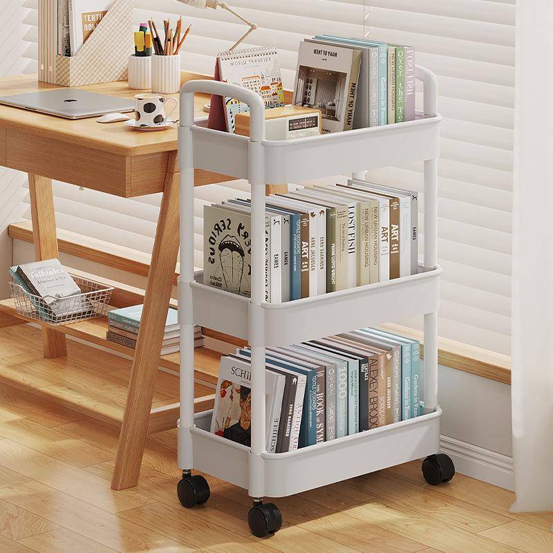 1 PC 3-Layer Rolling Plastic Storage Cart with Armrests