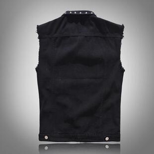 Men Punk Rock Rivet Cowboy Denim Vest 男士铆钉朋克机车马甲