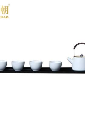 新中式白色茶具组合托盘摆件样板房茶室软装饰品玄关电视柜博古架
