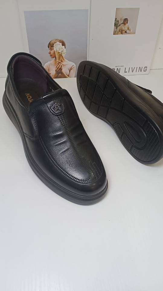 澳杰男鞋2025秋季新品商务休闲皮鞋一脚蹬舒适耐磨真皮皮鞋爸爸鞋