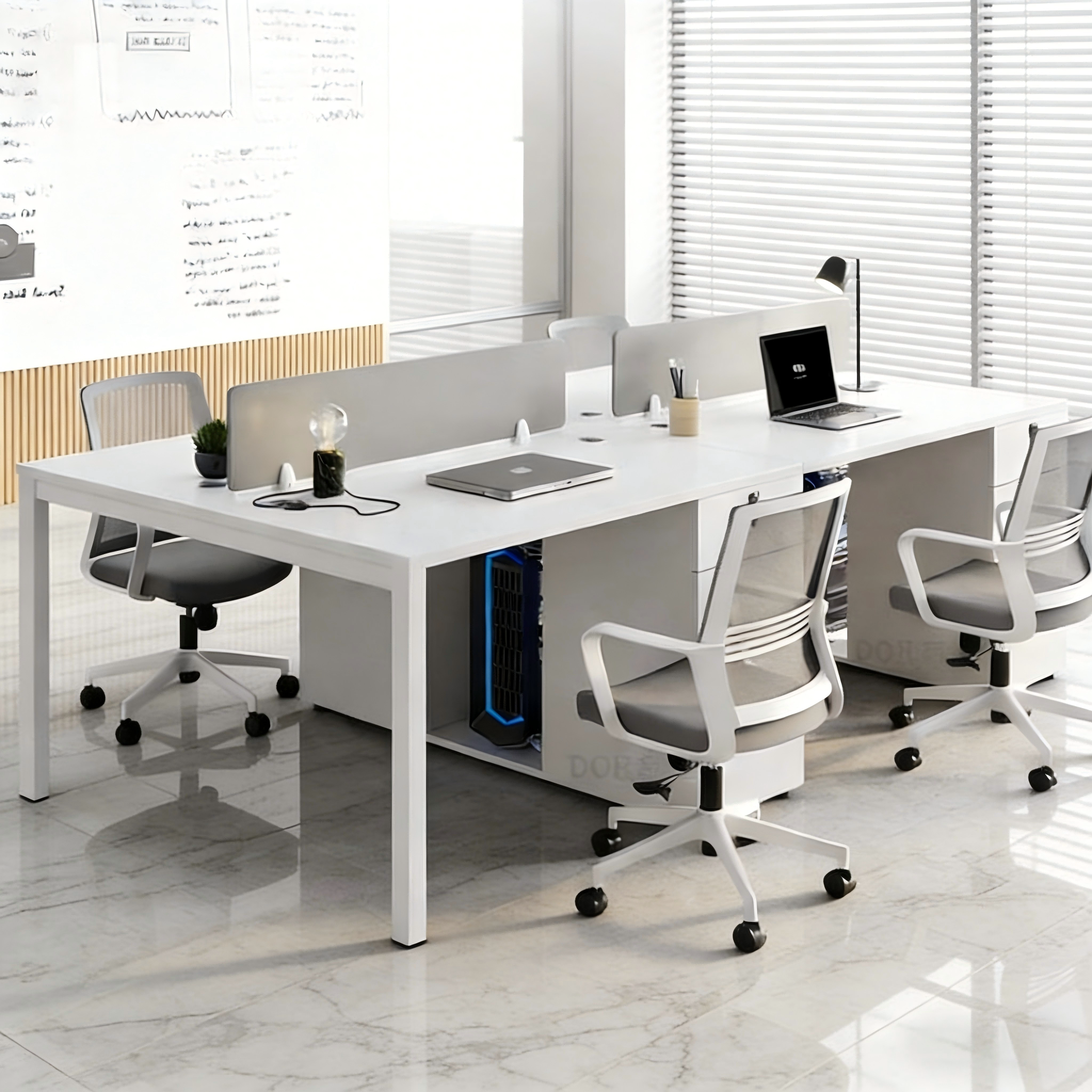 职员办公桌椅组合白色简约现代四人2员工卡座工位4办公桌子办公室
