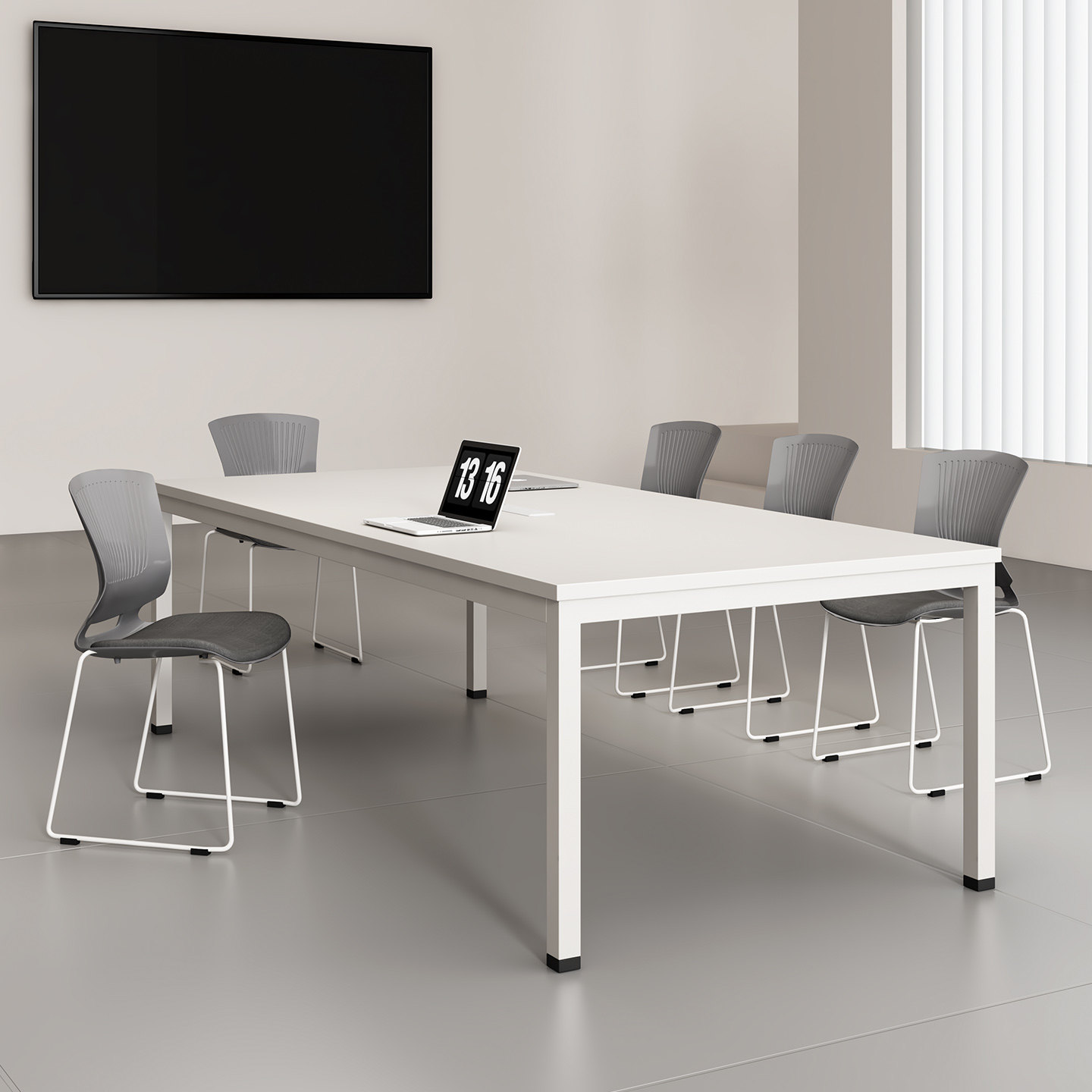 会议桌简约现代6人小型长桌白色钢架简易8人洽谈桌会议室桌椅组合