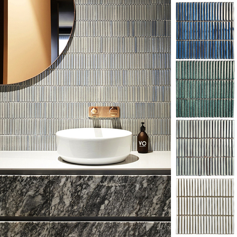 北欧现代风细长条形马赛克三排窑变筷子砖卫生间墙砖浴室厕所瓷砖,家装主材,马赛克,淘宝优惠券,粉丝福利购,淘宝优惠卷