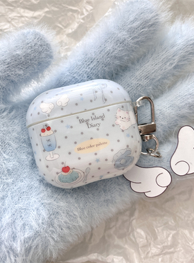 夏日ins清新蓝色波点翅膀猫咪适用airpods4苹果耳机保护壳airpodspro1/2代无线蓝牙耳机套airpods3软壳新款潮