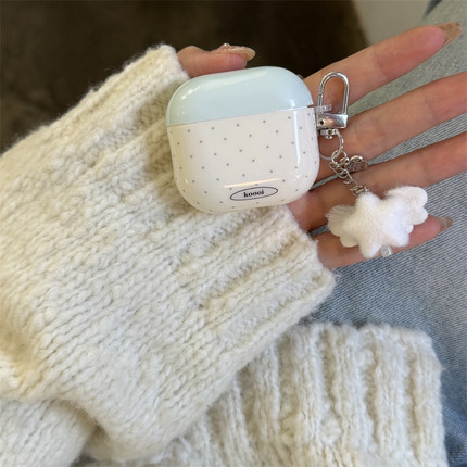 韩风ins小清新简约波点星星翅膀挂件适用airpods4苹果耳机保护壳airpodspro1/2代无线蓝牙耳机套pro3软壳新款