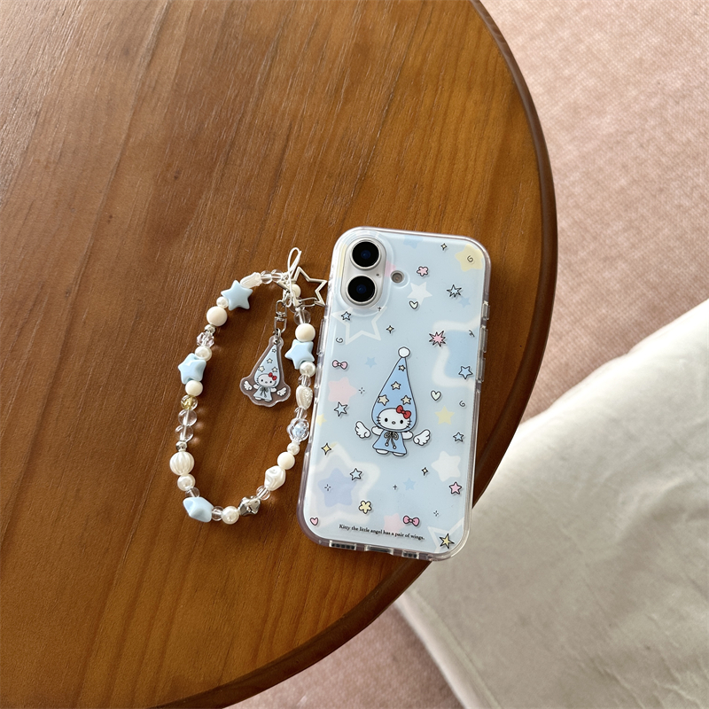 韩系ins小众可爱星星长帽子kt猫苹果15pro手机壳16promax新款iphone13女款14pro双层链条全包保护套软壳适用