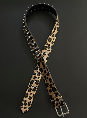 ironworks豹纹子弹腰带中古美式cleanfit皮带小众设计感穿搭配饰