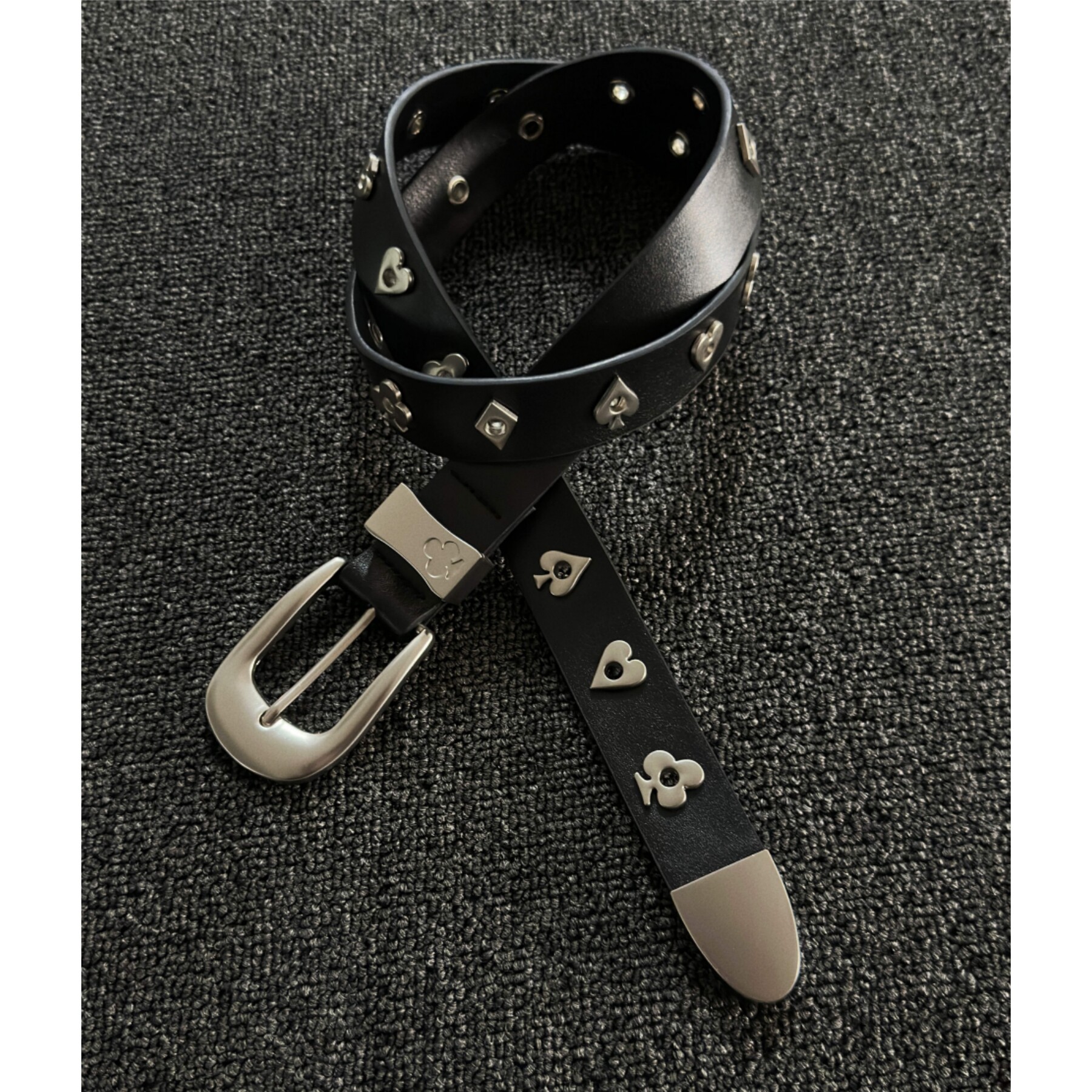 ironworks金属扑克腰带爱心黑桃A质感穿搭配饰百搭牛仔裤男女皮带