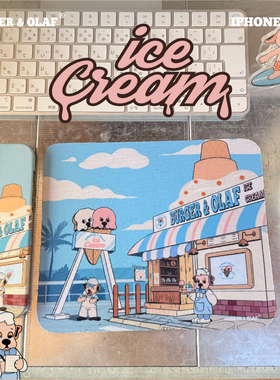 BOMP-006 BURGER&OLAF 原创插画 小狗冰淇淋店 拉布拉多 鼠标垫