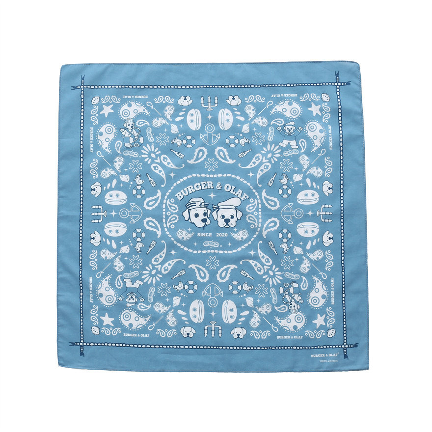 bao0080 burger and olaf 美式复古手帕 多用途领巾头巾 bandanna
