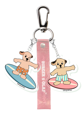 BOKC-001 BURGER&OLAF 夏日冲浪小狗 闪闪挂绳 亚克力 包挂件