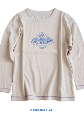 BAO0035 BURGER and OLAF  飞碟狗狗 复古浅卡其手缝线  长袖 T恤