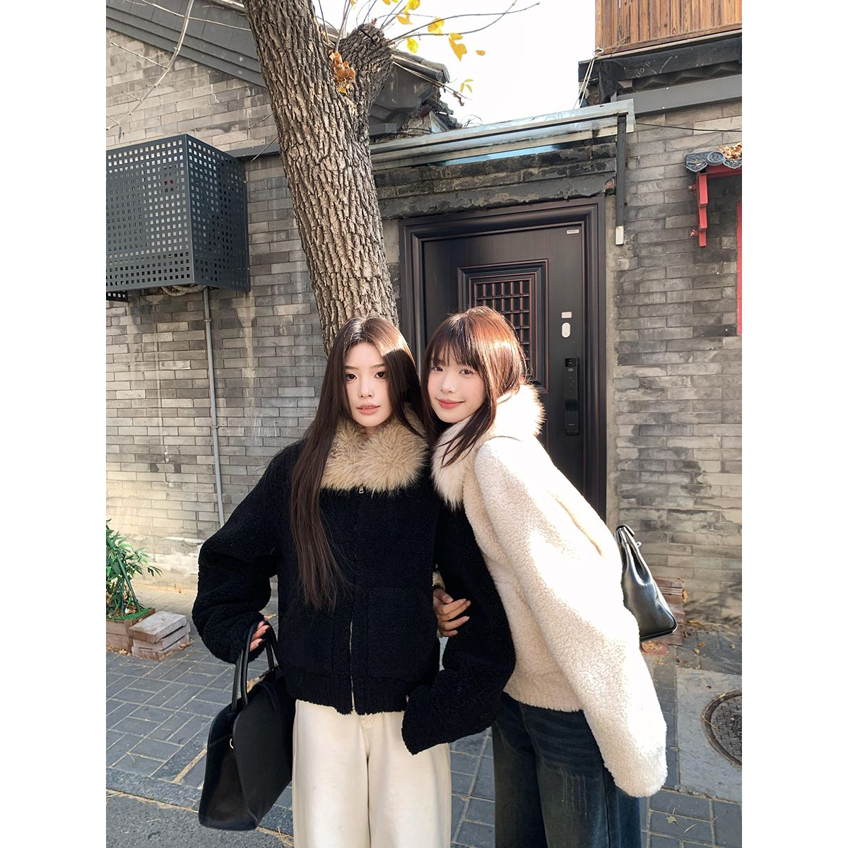 黑白映画韩系小众设计感保暖棉衣女冬新款甜美小个子简约百搭外套