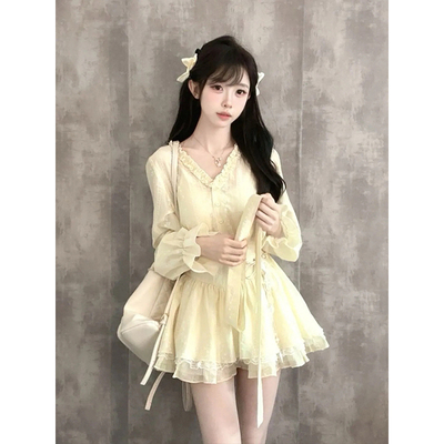 连衣裙女早秋新款少女感收腰显瘦