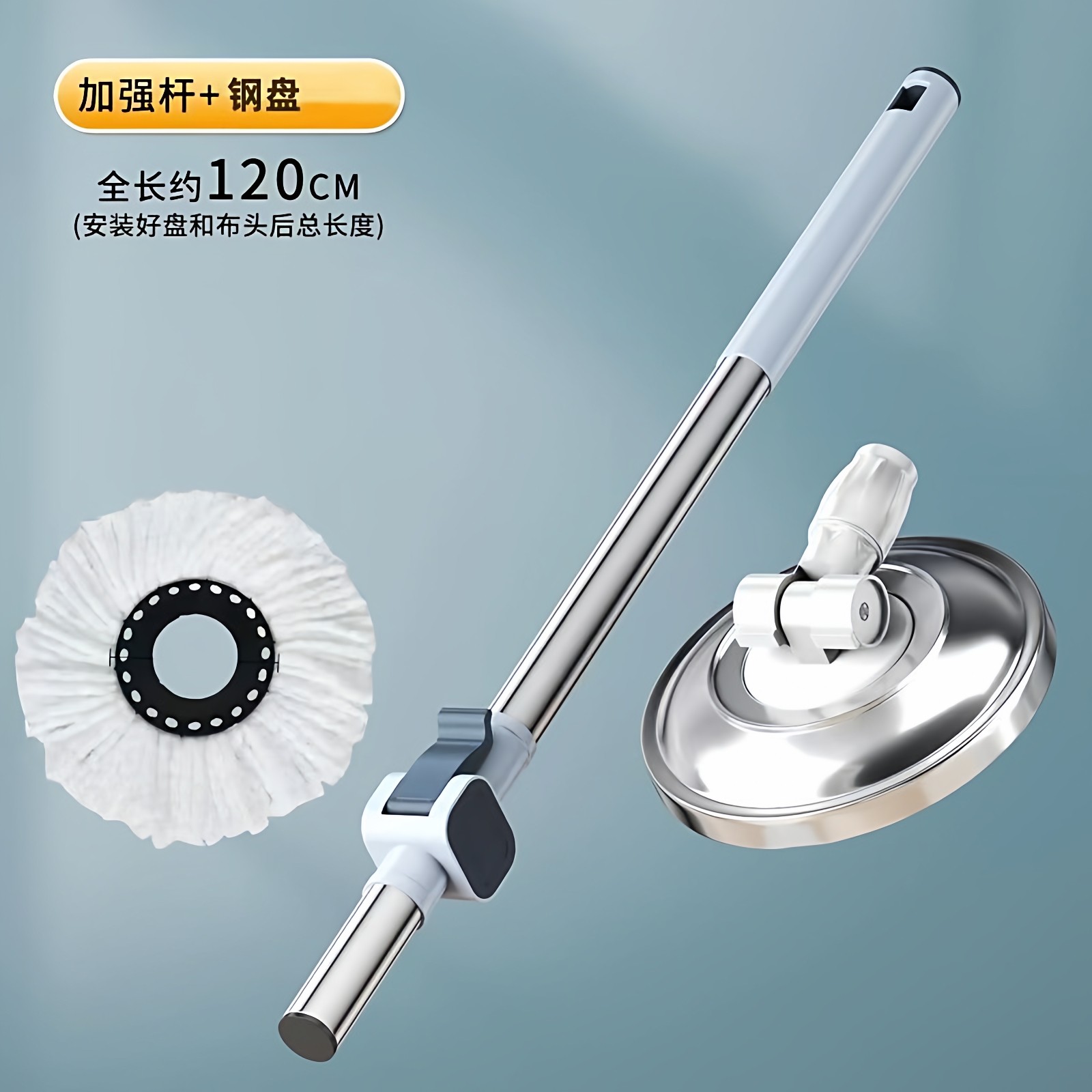 免手洗自洗旋转拖把家用懒单指操作高效甩干省力清洁工具不锈钢杆