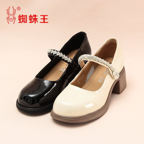蜘蛛王漆皮玛丽珍女鞋春季新款