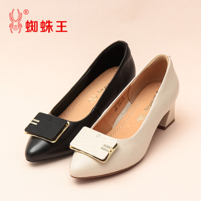 蜘蛛王真皮女高跟鞋春季新款