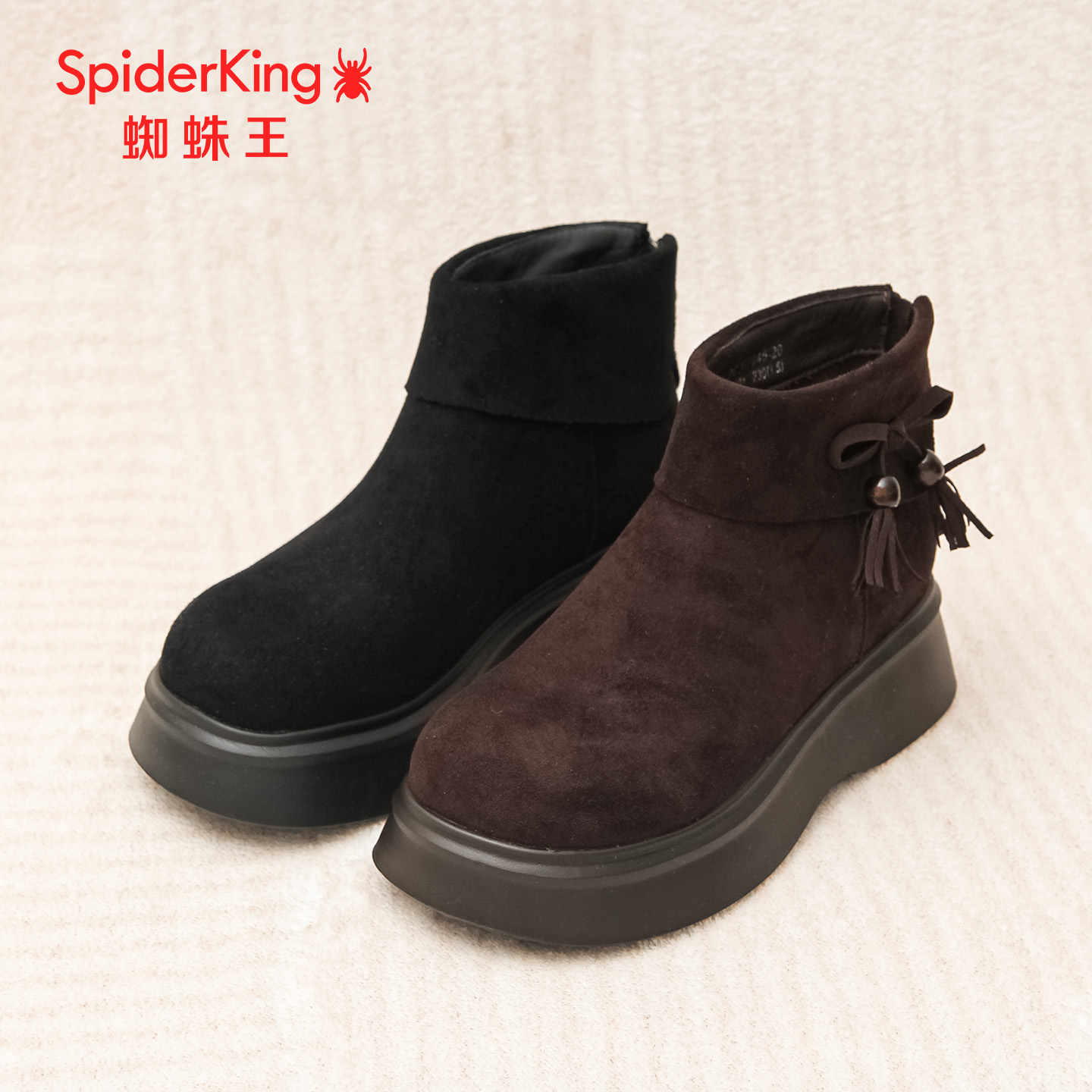 蜘蛛王绒面马丁靴冬季新款