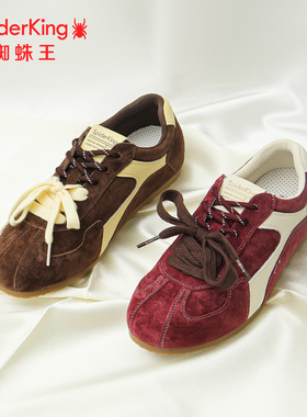 SPIDER KING/蜘蛛王正品女德训鞋2025秋新款美式拼色绒面软平底潮