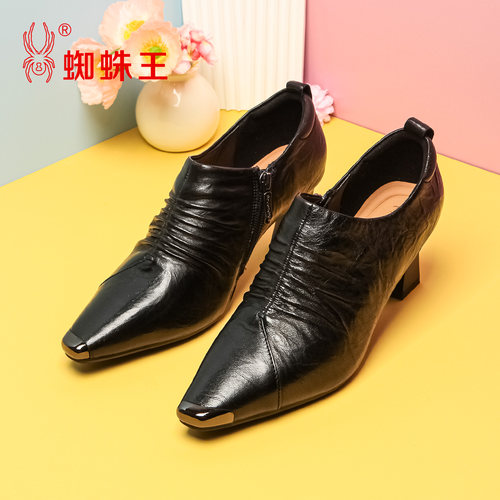 蜘蛛王真皮女窝窝鞋秋季新款