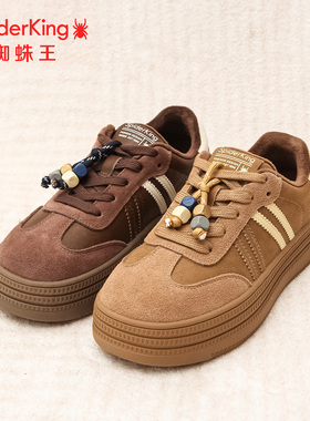 SPIDER KING/蜘蛛王正品女德训鞋2025冬新款加绒保暖休闲百搭厚底