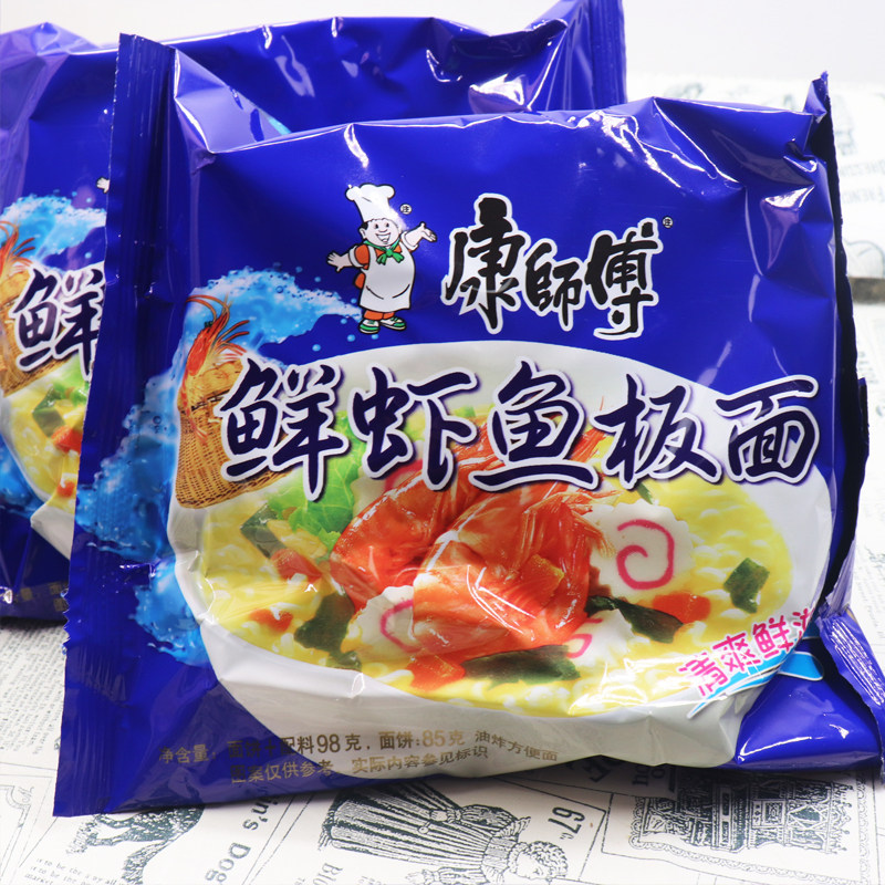 康师傅鲜虾鱼板面 98克