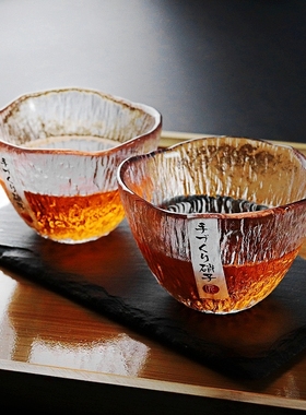 轻奢竖纹初雪杯手工玻璃杯加厚清酒杯果酒杯气泡酒杯少女青梅茶杯