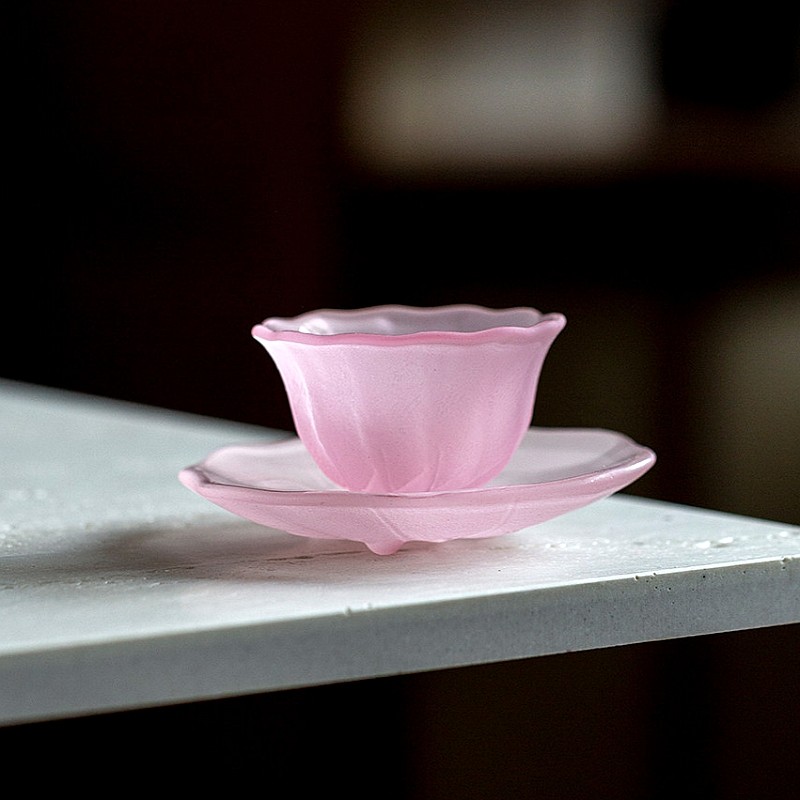 高颜值花口玻璃茶杯品茗杯单个主人杯功夫小杯子透明加厚耐热女士