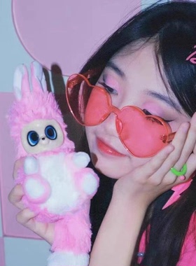 ins网红果冻桃心墨镜女街拍潮人欧美爱心眼镜拍照可爱搞怪太阳镜