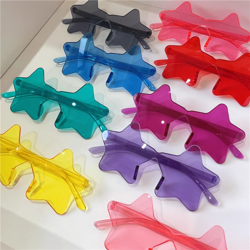 闺蜜泳池派对姐妹多人聚会星星爱心糖果色太阳眼镜无框眼镜