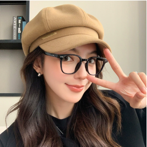 英伦风皮质百搭画家贝雷帽大头围秋冬鸭舌帽子百搭皮扣八角帽