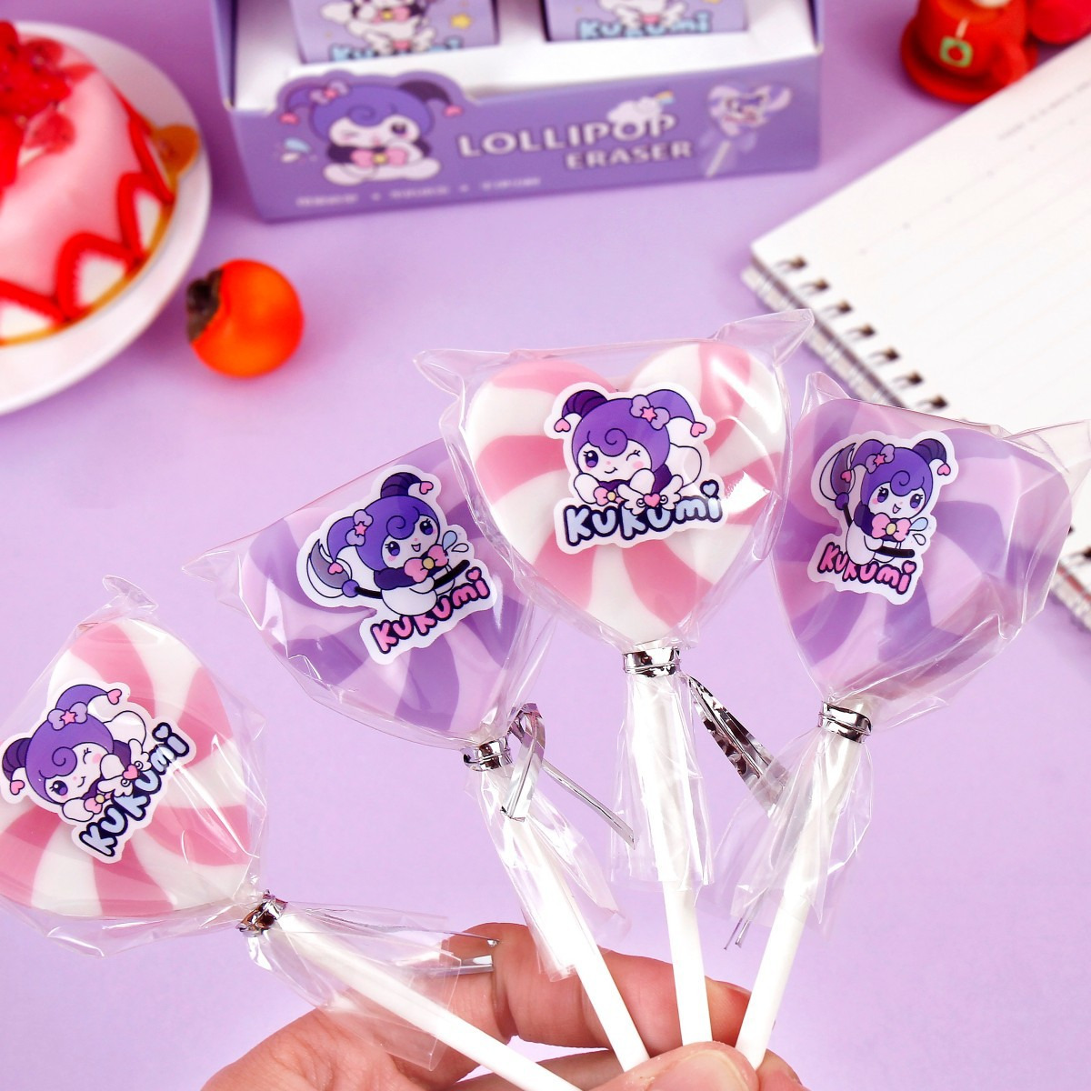 酷酷米棒棒​​糖橡皮爱心棒棒糖造型可爱创意橡皮擦奖励小礼品