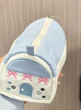 粉色小房子笔袋可爱文具盒收纳袋大容量蓝色文具袋高颜值ins风女