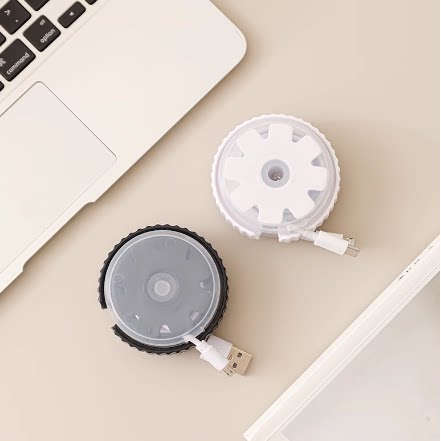 圆形伸缩 便携式旋转多功能充电线整理绕线卷线数据线收纳盒