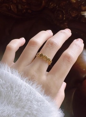 铜钱戒指钛钢不掉色钱多素圈戒指偏财戒指男女