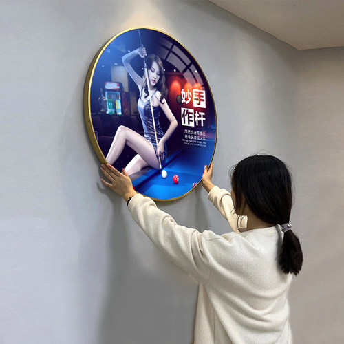 台球厅挂画桌球室美女海报墙面装饰画台球俱乐部网红背景墙壁画
