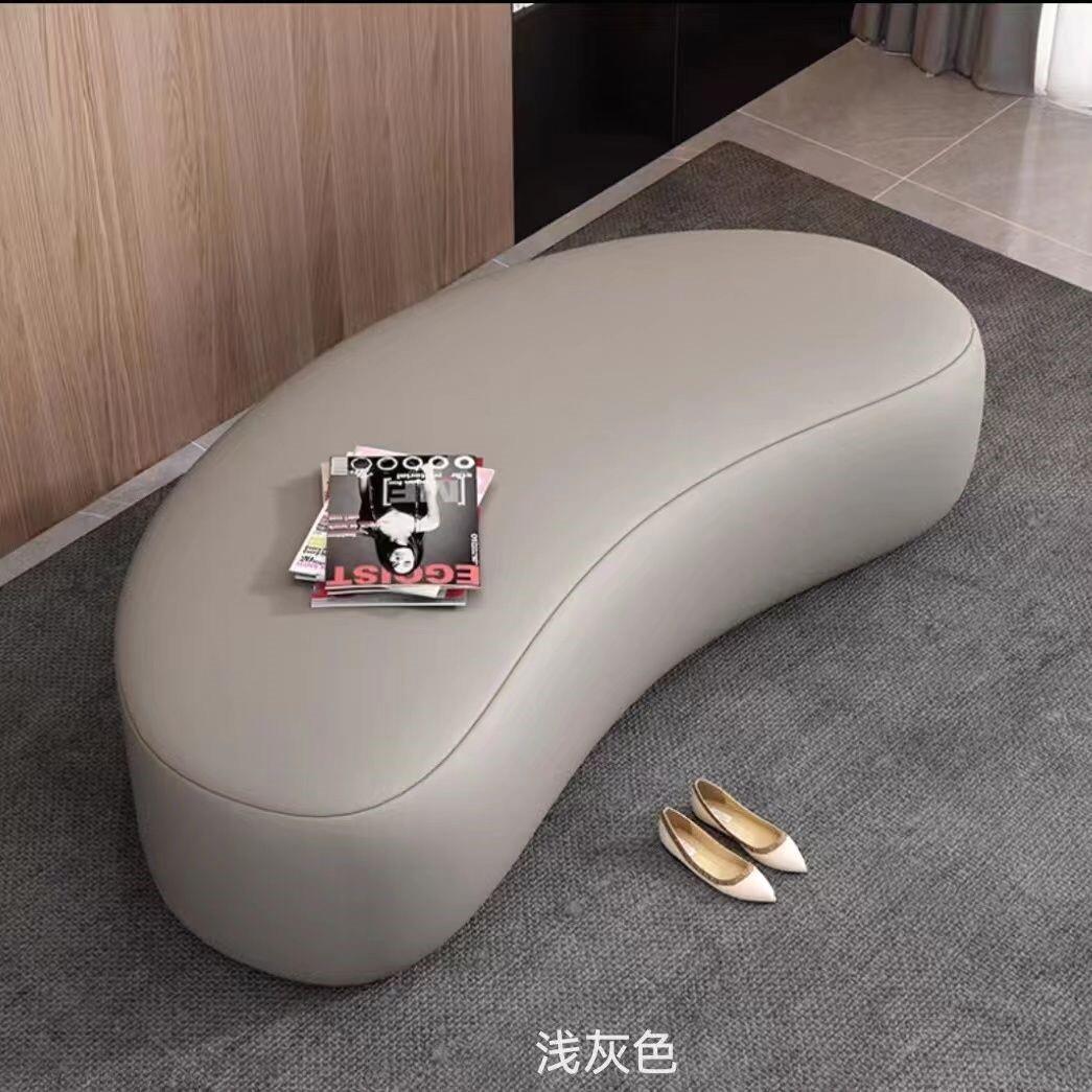 北欧弧形沙发尾凳服装店衣帽间网红换鞋凳家用门口半圆形创意矮凳