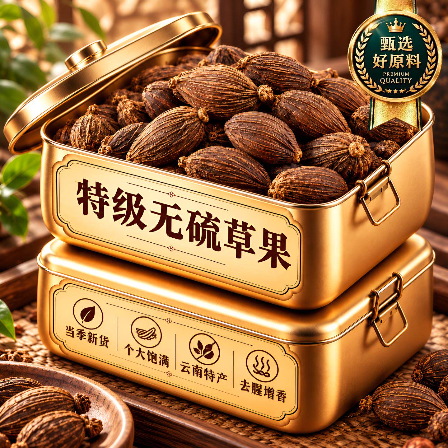 云南特级无硫草果香料官方旗舰店干货卤炖肉调料提味去腥增香大料