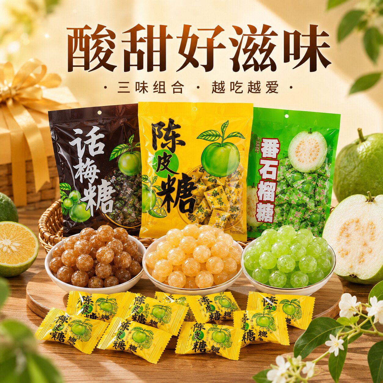 陈皮糖番石榴糖婚庆办公室休闲喜糖糖果适用招待话梅糖硬糖散装