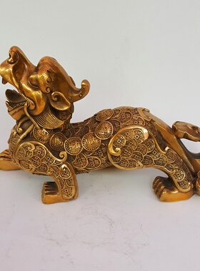 黄铜 貔貅开业摆件 铜貔貅一对家居客厅办公室黄铜工艺礼品