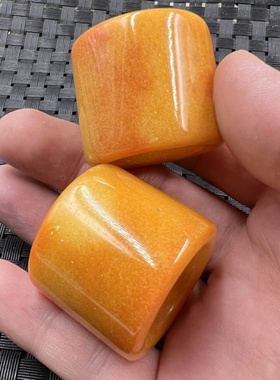 玉石扳指优化黄龙玉扳指方解石玉扳指橘黄色扳指大号扳指玉指环