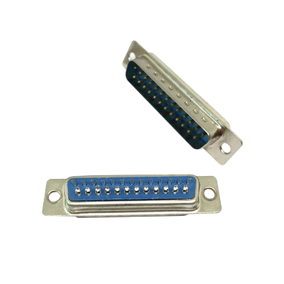 焊线式DB25芯 兰胶 简易端子 公母头 25针25P接口串口插座 塑料壳