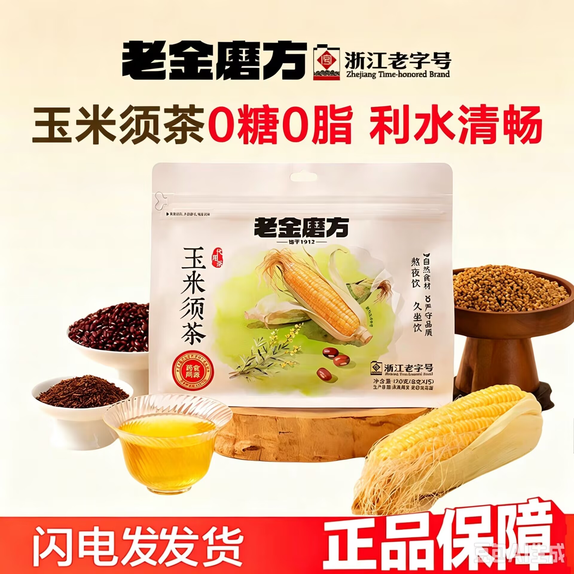 老金磨方玉米须养生茶泡水茶赤小豆茯苓薏仁苦荞大麦茶包