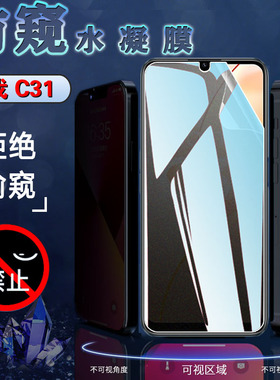 昌想 适用Realme C31防窥膜realmec33手机保护隐私RMX3624全屏水凝膜RMX3501磨砂软贴模真我C33防刮滑抗指纹