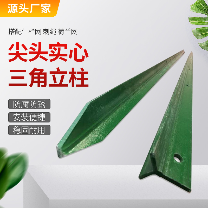 铁丝网围栏实心铸铁杆q子尖头钢花边Y型牛栏网角钢铁丝围栏网三角