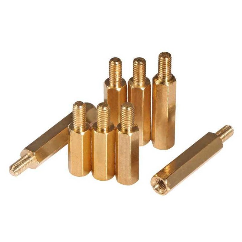 黄铜单通六角铜柱单头螺柱M2*x3x9x21x23x25x26xN28x38x40牙长+3/