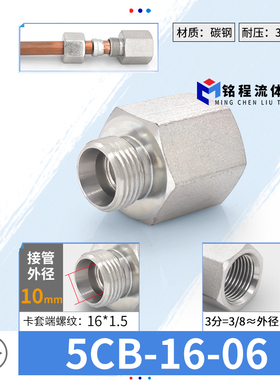 5CB/5DB永华标准24度锥卡套H型内丝英制1/2/4分内外牙油管管接头