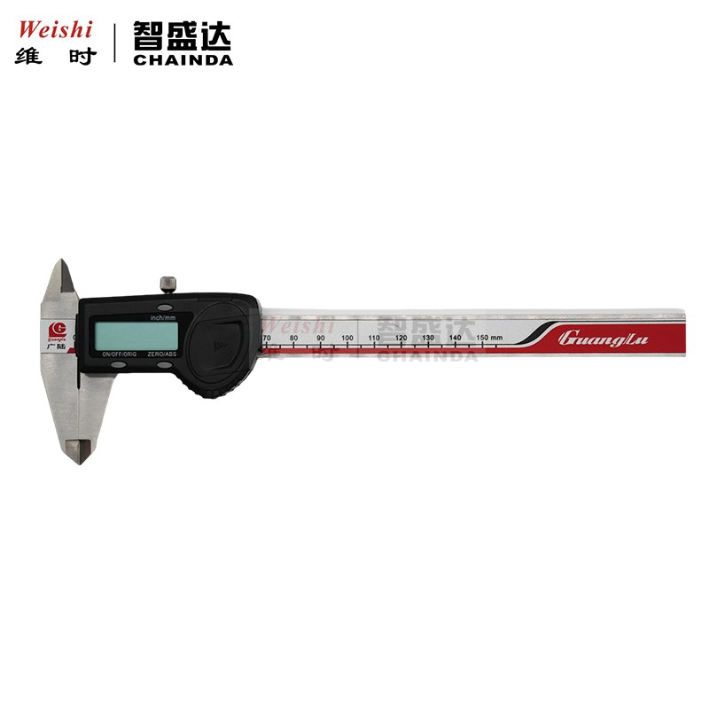 广陆数显卡尺0-150游标高精度不锈钢数字电子工业级防水卡尺