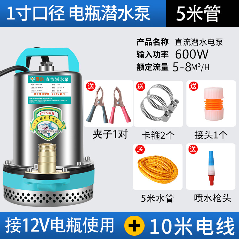 直流潜水泵12V48V60V72V电瓶车电动车水泵家用小型灌溉农用抽水机